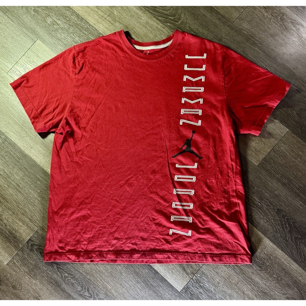 Air Jordan Jumpman Vertical Logo T-Shirt-Men's 2XL-Gym Red/Black-Cotton